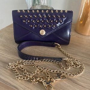 Rebecca Minkoff Purple leather spiked W.O.C. with detachable chain-EUC
